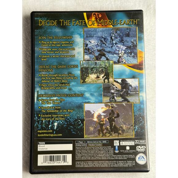 The Lord of the Rings: The Two Towers (PlayStation 2, 2002) Complete CIB EA Game - Picture 2 of 7